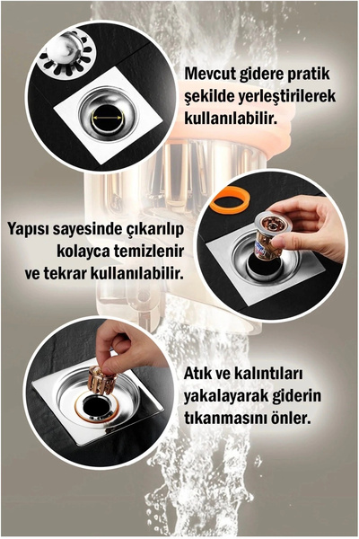 Hombak Koku Önleyici Çekvalfli Lavabo Banyo Gider Adaptörü Geri Akış ve Haşere Engelleyici