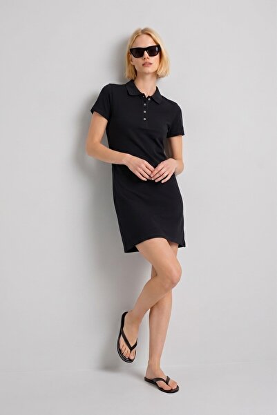 SMILE Livia Black 100% Cotton Polo Dress