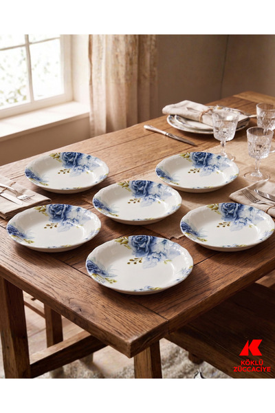 Köklü Züccaciye 18 Cm Porselen Yemek Tabağı 6 Adet