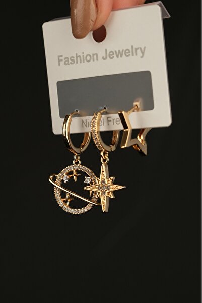 Jack Ferrero Triple Planet Steel Earrings