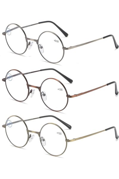 KoKoBin Σετ 3 τεμαχίων Γυαλιά Ανάγνωσης με Στρογγυλό Μεταλλικό Πλήρες Σκελετό...