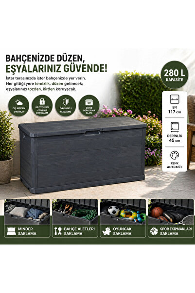 CSB STORE Çok Amaçlı Bahçe Balkon Teras Saklama Kutusu Depolama Sandığı