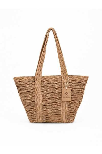 ELAY Women's Imported Zippered Straw Shoulder Bag Large Size Daily Summer Bag
