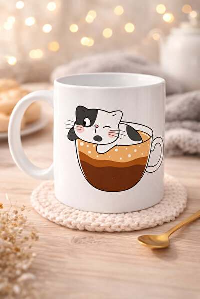 northcity n Cute Cat Design Porcelain Coffee Cup - 330ml Gift for Cat Lovers