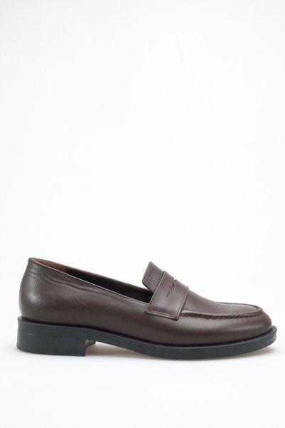 Ayakkabı Delisiyim Brown Leather Women's Loafer Shoes Oxford Shoes Non-Slip Sole Sherly
