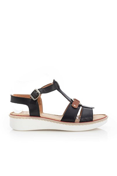 UrbanShoes Sandale cu talpă joasă damă, din piele naturală, Leofex - 161 Negr...