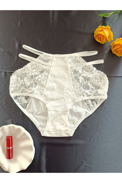 ZENA UNDERWEAR Shay Lace High Waist Women's Underwear Panties with String Det...