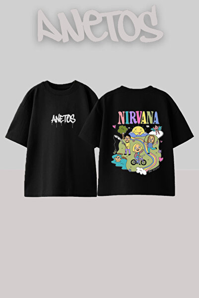 Anetos Μπλουζάκι Nirvana Band Design με στάμπα στην πλάτη, βαμβακερό, μαύρο, ...