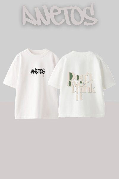 Anetos Μπλουζάκι Think It Design με στάμπα στην πλάτη, βαμβακερό, λευκό, over...