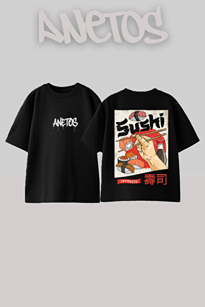 Anetos Μπλουζάκι από βαμβάκι με στάμπα στην πλάτη, σε μαύρο χρώμα, με σχέδιο ...