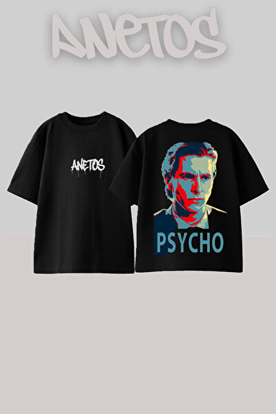 Anetos Μπλουζάκι Patrick Bateman με στάμπα στην πλάτη, βαμβακερό, μαύρο, over...