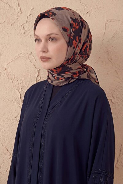 Silk Home وشاح من مزيج القطن بنقشة الزهور موكا 90x90