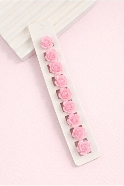 Efna Store Rose Model Pink Color 10-Piece Charm Hair Earrings