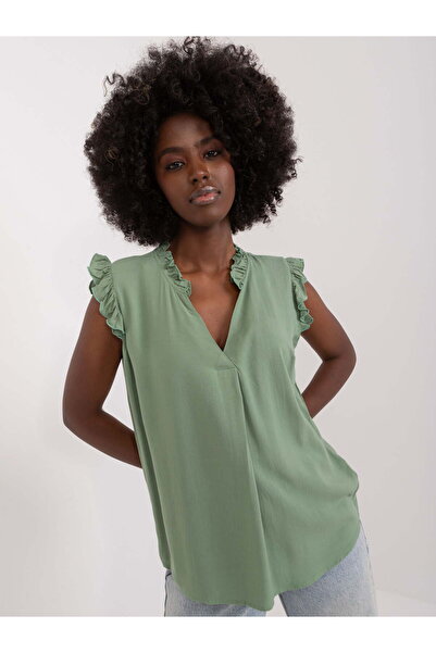 Sublevel Tricou Verde Cu Volan Decorativ