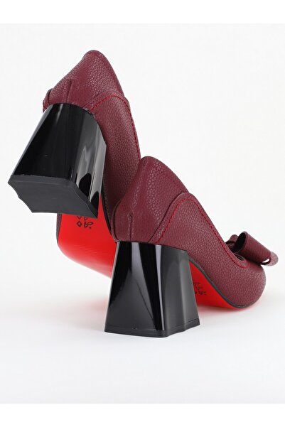 Nicoletta Pantofi Damă cu Toc din Piele Ecologică cu fundiță bordo mat (BS2000D2409802)