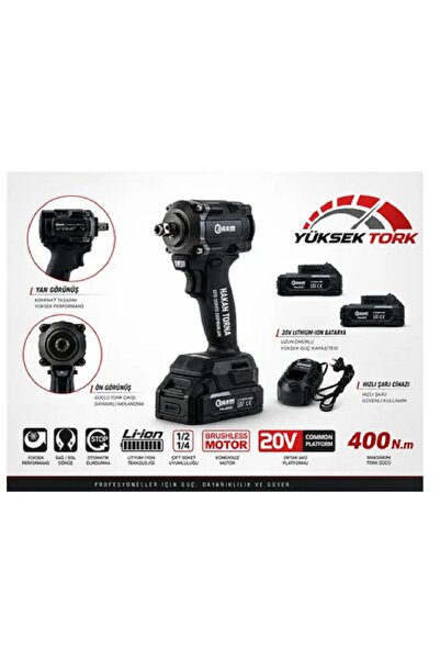 HAKTOR Arm 1/2 mini Şarjlı Somun Sökme Vidalama Bits Uçlu 400NM