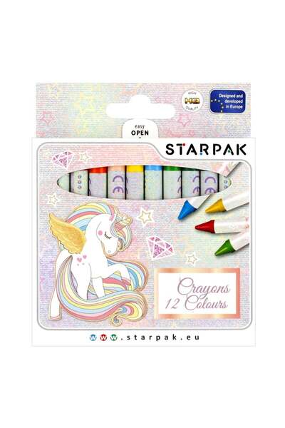 Starpak Set creioane cerate Starpak, Unicorn, 12 culori