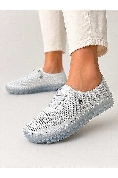 Tuğba Ortopedi Women's Genuine Leather Elastic Comfortable Casual Shoes