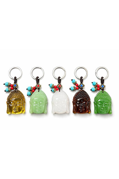 evimdeyokyok 1St Quality Lacquered Glass Buddha Bust Keychain Alk5479