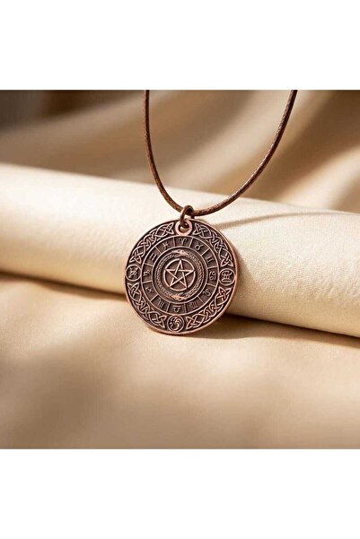 Zib Grips Velvet Copper Pentagram Ouroboros Bakır Kolye El Yapımı Boho Spirit...