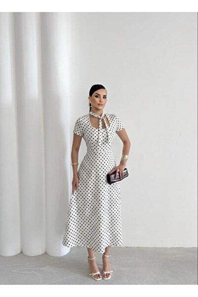 maf collection Γυναικείο φόρεμα αποφοίτησης με λευκό λαιμόκοψη και τετράγωνο ...