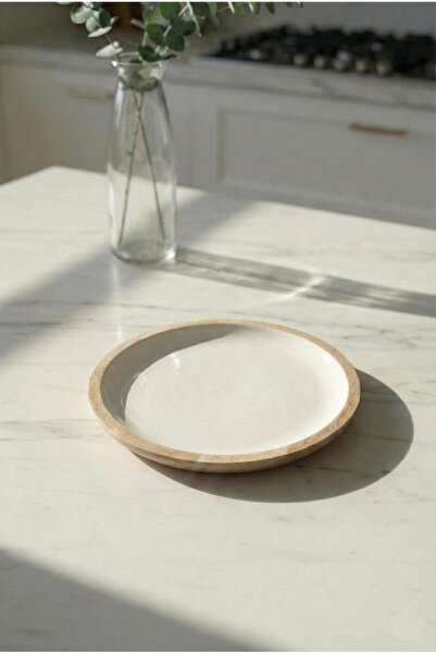 mikudesign Mango Agacı Pasta Tabağı & Sunum Tabağı 20 Cm Krem