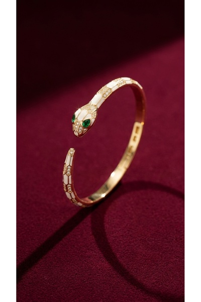 ZERA STEEL JEWELRY Beyaz Yılan Kelepçe