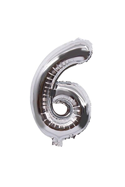 OEM Silver Balloon with Number 6 (40cm)