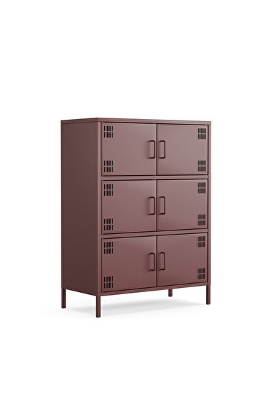 Furni24 Pera Metal Çok Gözlü Dolap, 6 Kapaklı 80,50 x 40 x 109,50 cm