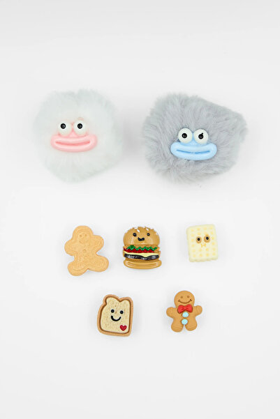 fungoofun Pofuduk Canavar ve Kawaii Yiyecek Çanta Süsü Seti+Delgeç(Delgeç Hed...