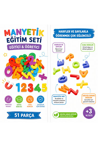 Shoplandu Renkli Eğitici Manyetik Set Harfler ve Rakamlar Seti Magnet Alfabe ...