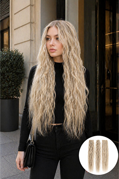 REMY HAİR Küllü Bebek Sarısı çıt çıt – 70cm 190 Gr. Fiber Saç Çıt Çıt
