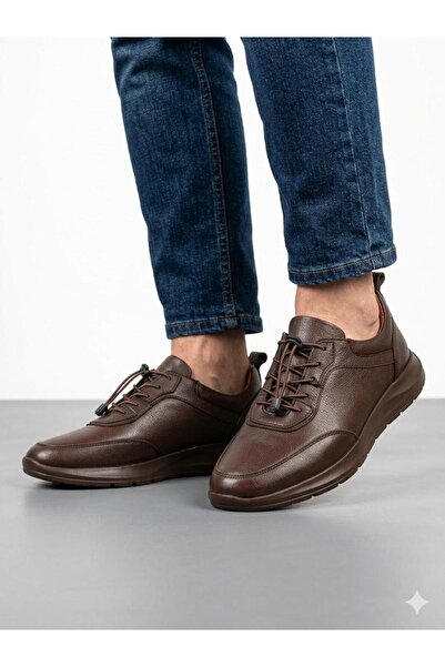 Lütfi Men's Genuine Leather Lightweight Orthopedic Sole Casual Shoes
