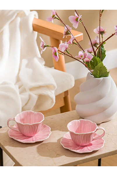 LC Waikiki Lcw Home Pink 2-Person Porcelain Coffee Cup Set 90 ml