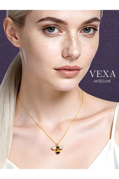 Vexa Aksesuar Bee Themed Stainless Steel Necklace with Special Boxed Gift Product
