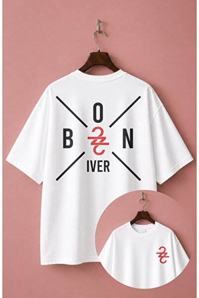 Fuddy Moda Tricou unisex Indie Folk Bon Iver cu imprimeu pe spate, tricou sup...