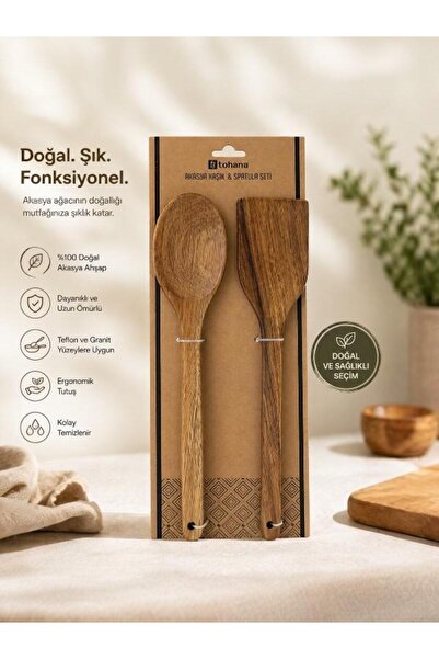 LAVORA 2'li Akasya Kaşık ve Spatula Seti
