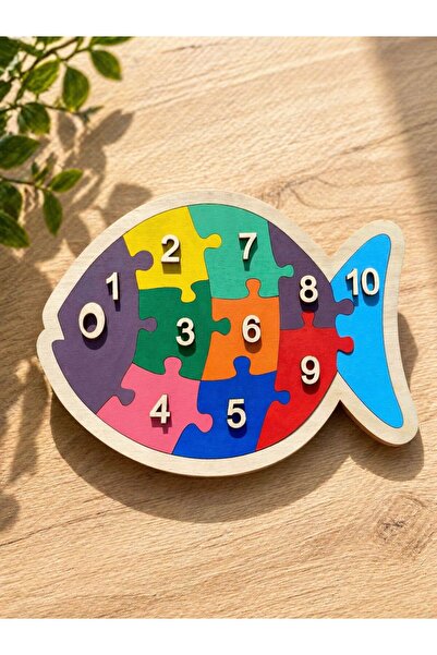 ÇAKRA Renkli Ahşap Balık Sayı Yapbozu 1–10 Eğitici - Montessori Çocuk Oyuncağı
