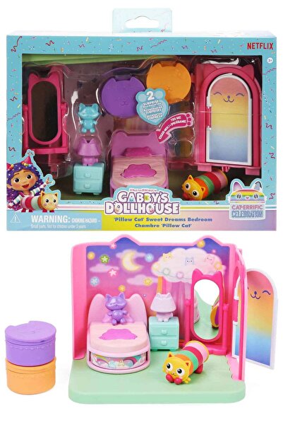 Gabby's Dollhouse Deluxe Oda Oyun Seti Pillow Cat Yatak Odası | 3+ Yaş Figürl...