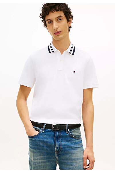 Tommy Hilfiger Men's Regular Cut Cotton Flag Logo Embroidered Jacquard White ...