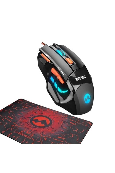 Everest SGM-X7 Oyuncu Mouse Siyah, Makrolu 7200dpi +Gaming Mouse Pad