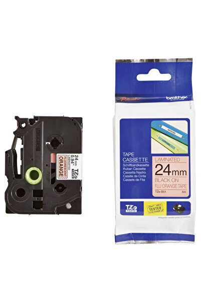 Brother Bandă laminată P-Touch TZe-B51 - 24 mm x 8 m - Negru pe portocaliu