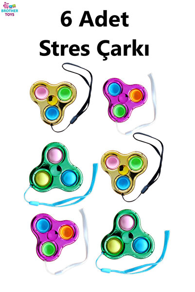Brother Toys 6 Adet Popit Stres Çarkı Fidget Popit Push Bubble
