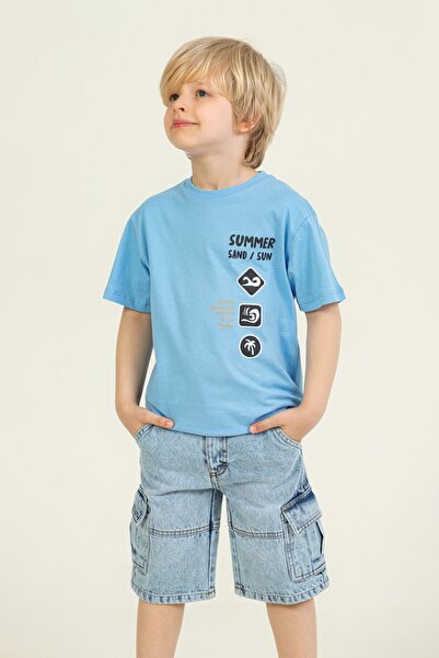 DMB BOYS & GIRLS Mow Kids Boys Cargo Pocket Detailed Denim/Jean Bermuda Shorts