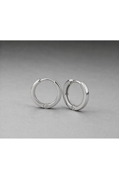 Silver Hunters Gümüş Halka Küpe 925 Ayar Gümüş Taşsız 14 mm Halka Küpe 1 Çift...