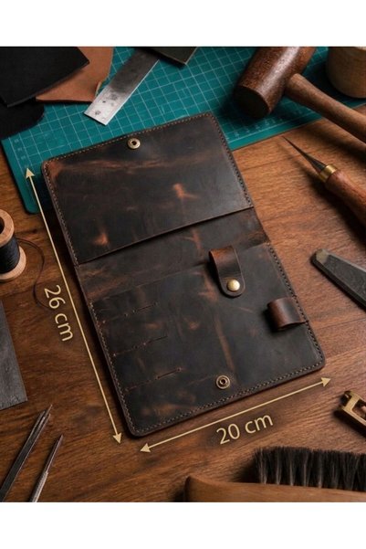cheteen 100% Genuine Leather Handmade Musician/Guitarist Wallet - Brown with Capo and Plectrum Compartments