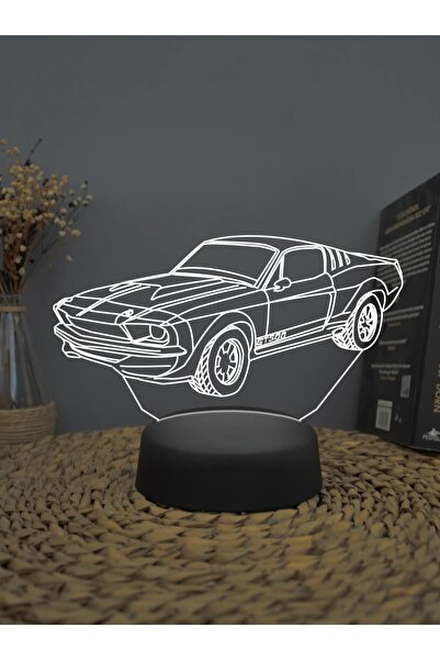 Yubi Design Mustang Gt500 - Pilli & Type-C Araba Dekoratif Hediye Lamba