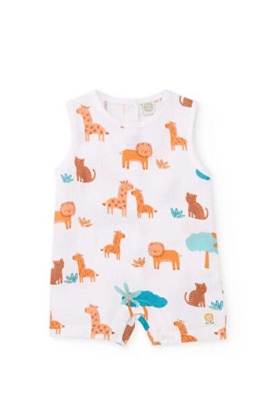 Tuc Tuc Baby Boy Havan Figured Muslin Fabric Jumpsuit 6-18 Months White