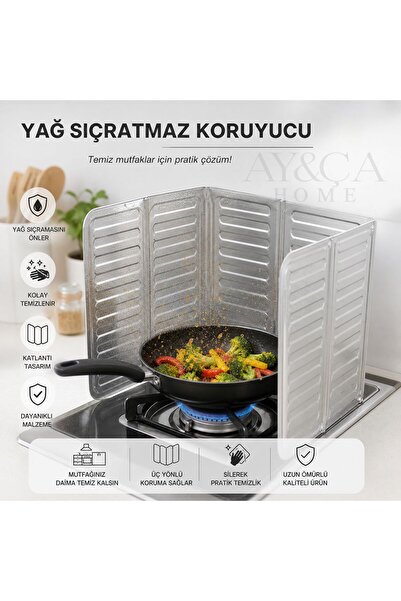 AY&ÇA HOME Folyo Yağ Sıçratmaz Ocak Arkası Alüminyum Koruyucu, Piknik Tüpü Rü...
