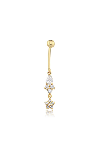 Cherry by Özkonak Taşlı Stella Star Altın Göbek Piercing
